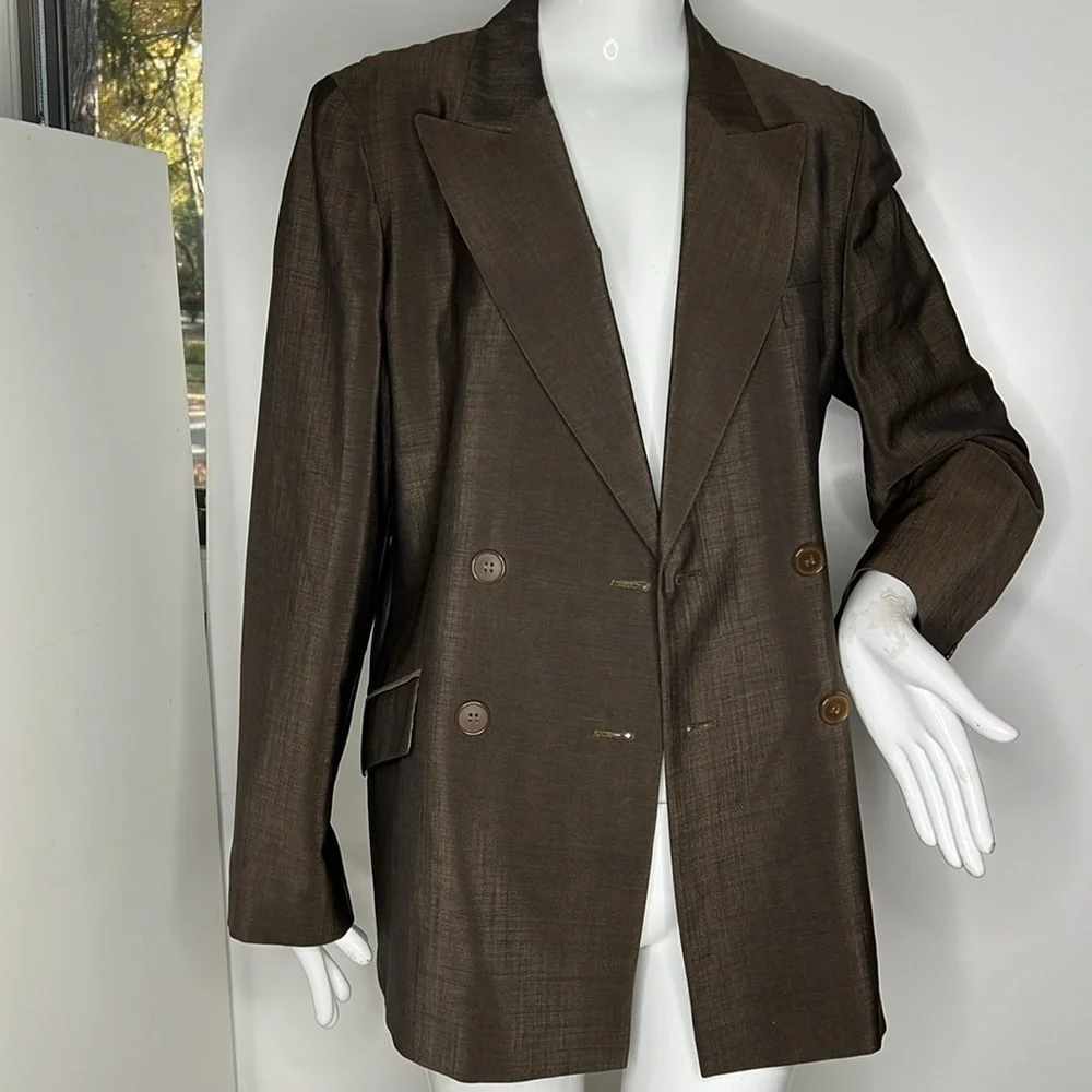 MaxMara Sz 44 /14 Double Breasted Double Vented Summer Wool Mohair Fillet Blazer